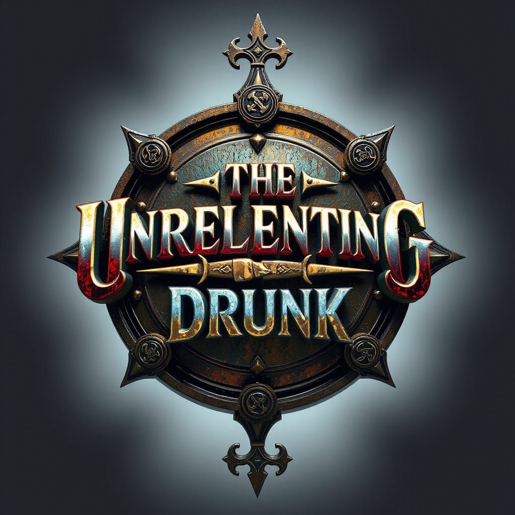 The Unrelenting Drunk Emblem in Gothic Style