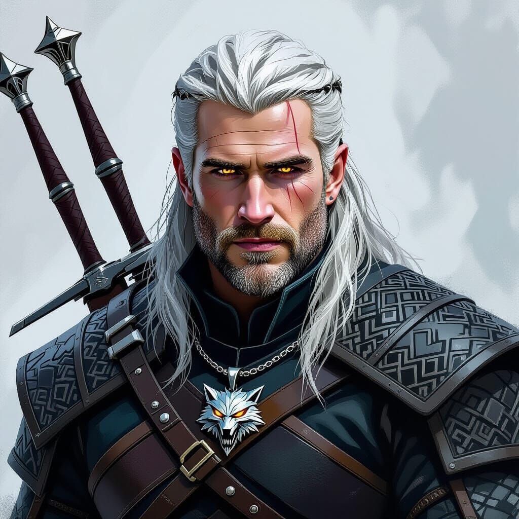 Liam Hemsworth as Geralt in Dark Fantasy Style