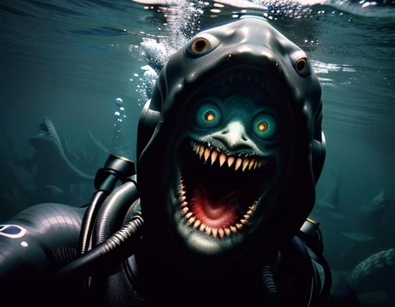 Underwater Selfie with a Horrifying Sleep Paralysis Demon