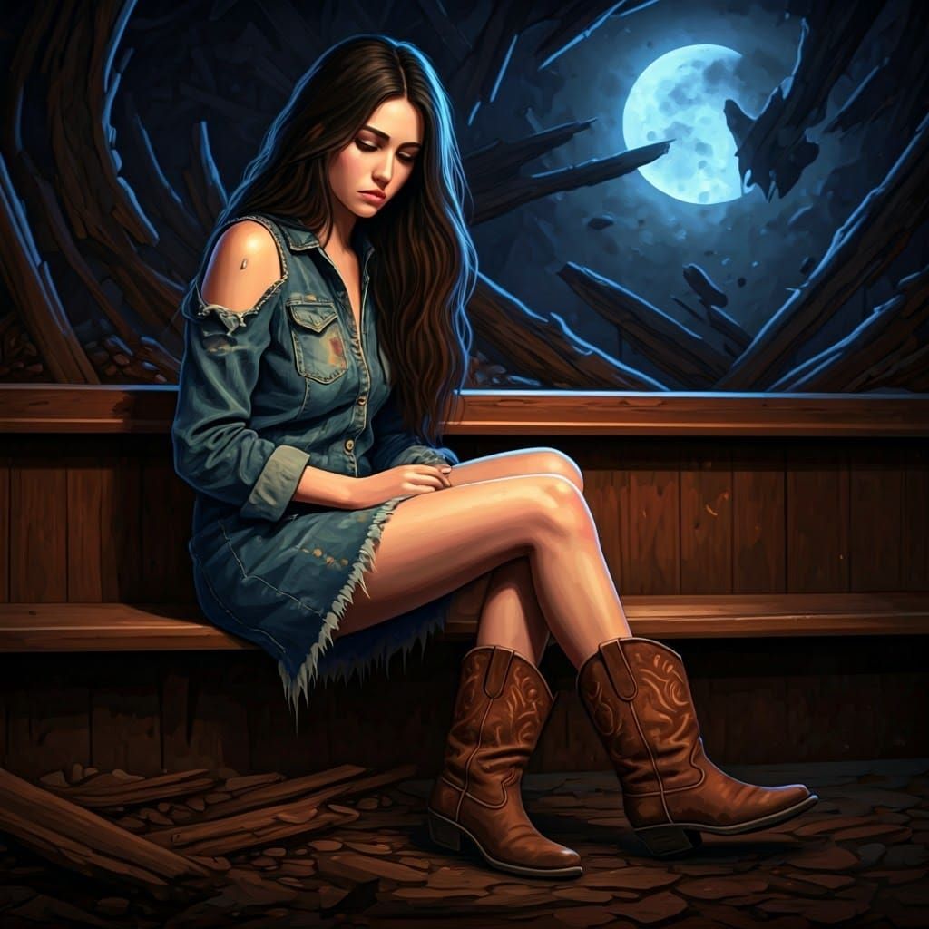 Shattered Dreams in a Gritty, Neon-Lit Bar