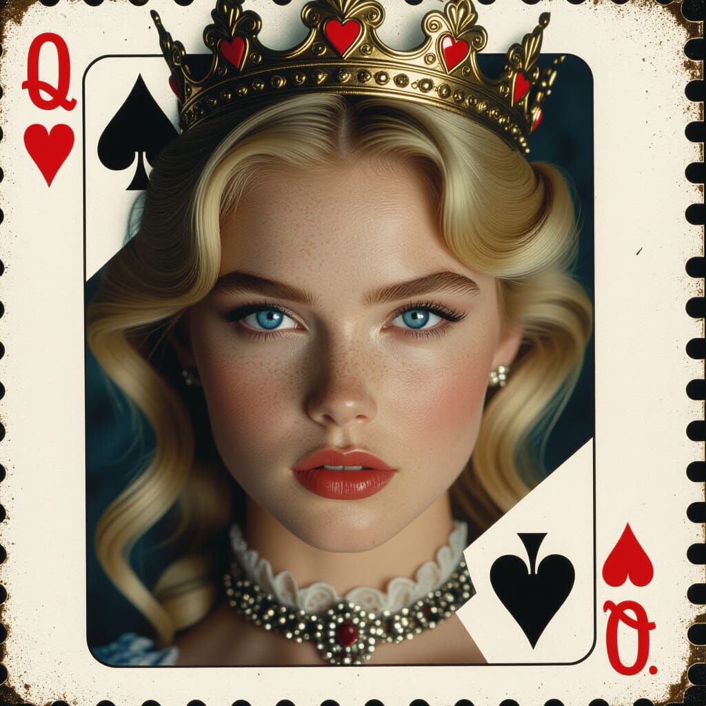 Queen of Hearts Woman Embodies Card Royalty