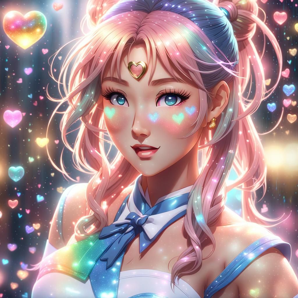 Rainbow Sailor Scout in Ethereal Fantasy Style