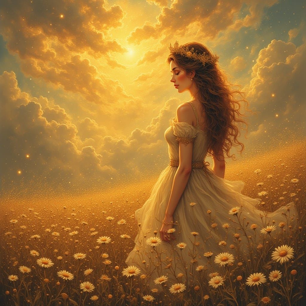 Golden Flowers: Steampunk Surrealism in Oil