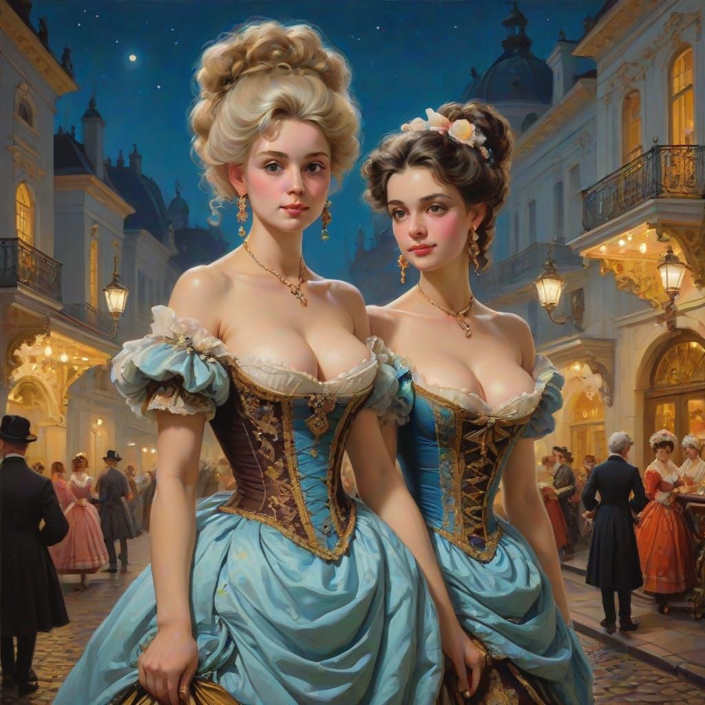 Glamorous Rococo Lady Stands Ready