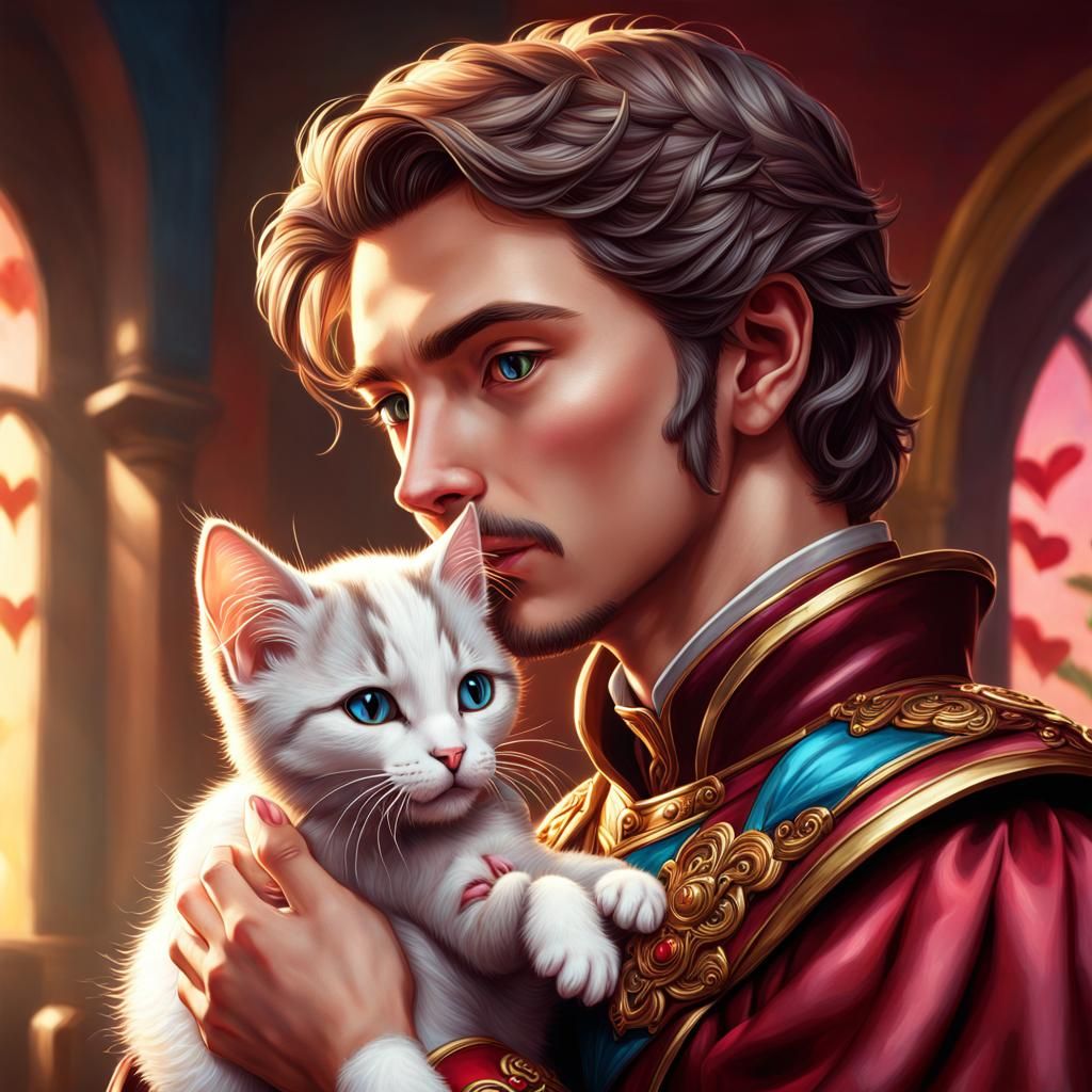 Knave of Hearts with Kitten: Hyperrealistic Concept Art