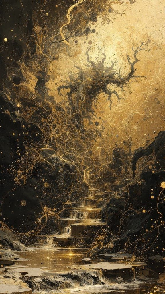 Golden Detailed Matte Painting in Magical Realism