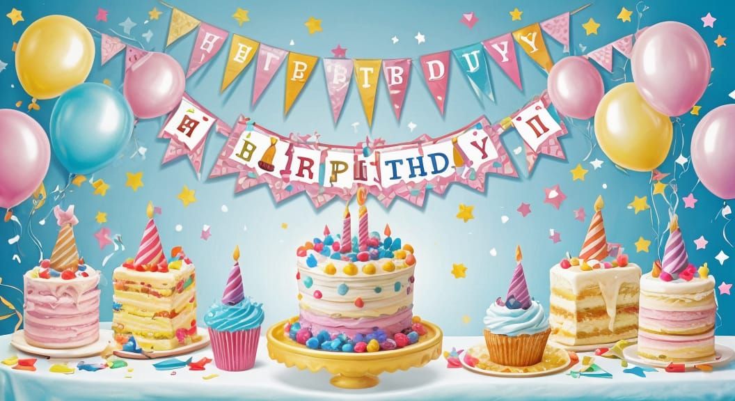 Vibrant Birthday Balloon Display in Bold Text Styling