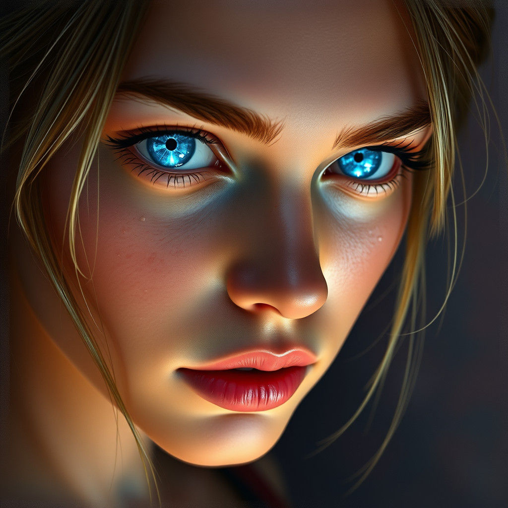 Intense Icy Blue Eyes in Hyper-Realistic Detail