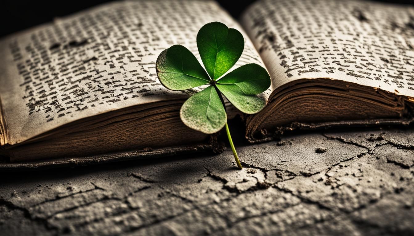 Four-leaf clover forgotten in an old book