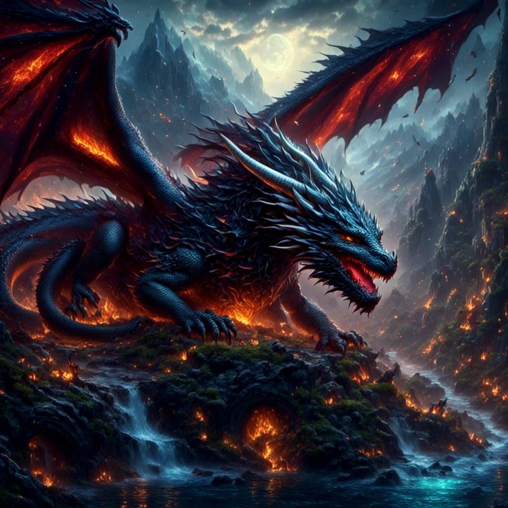 Epic Toothless Dragon Digital Matte Painting