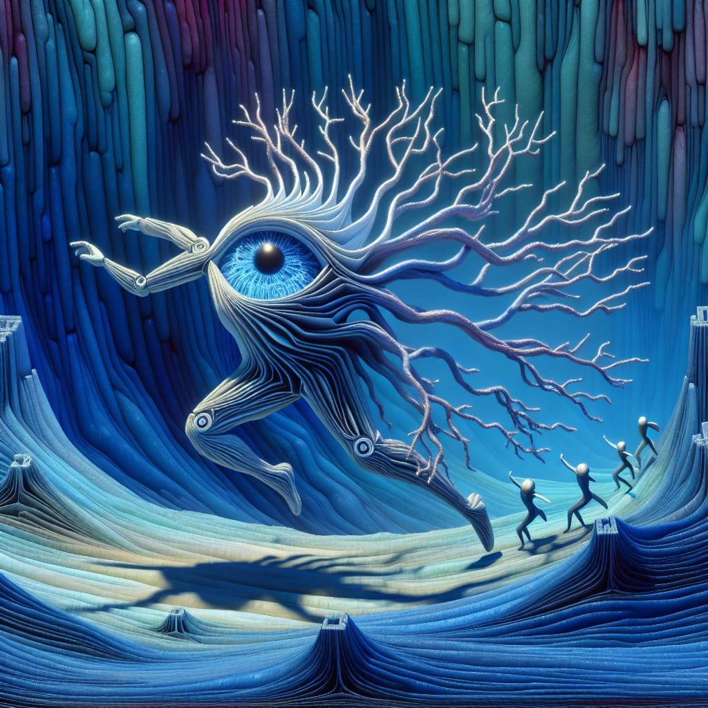 Surreal Mothership of Dancing Neurons in Precisionism Style