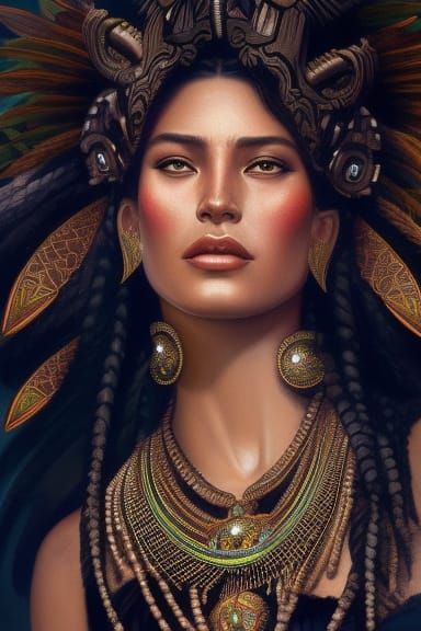 Mayahuel Portrait in Art Nouveau Style