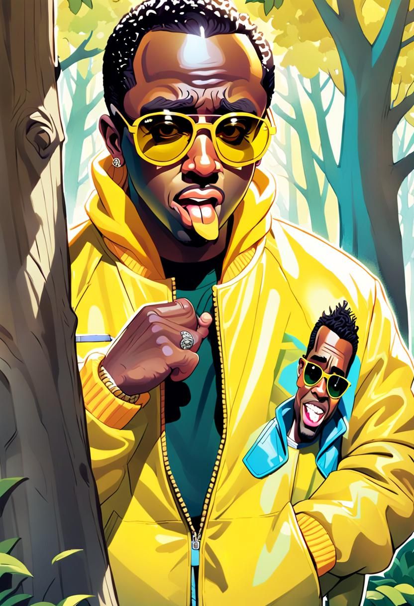 Cartoon Caricature of Puff Daddy in Editorial Style