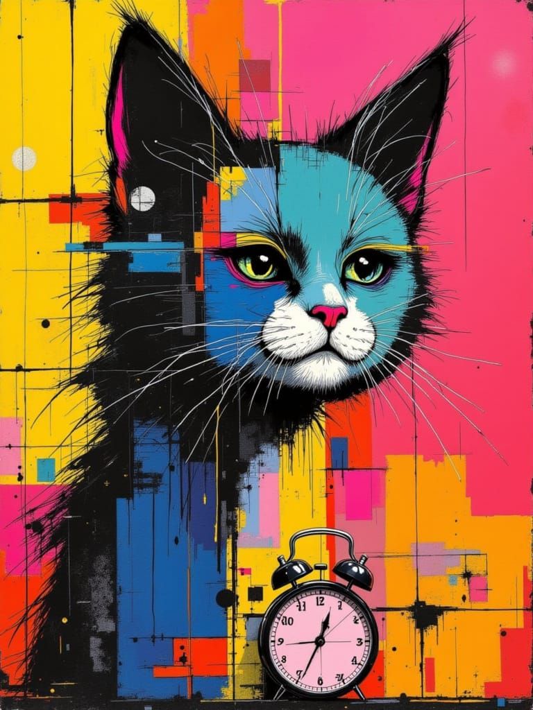 Neon Basquiat-Inspired Collage in a Digital Age