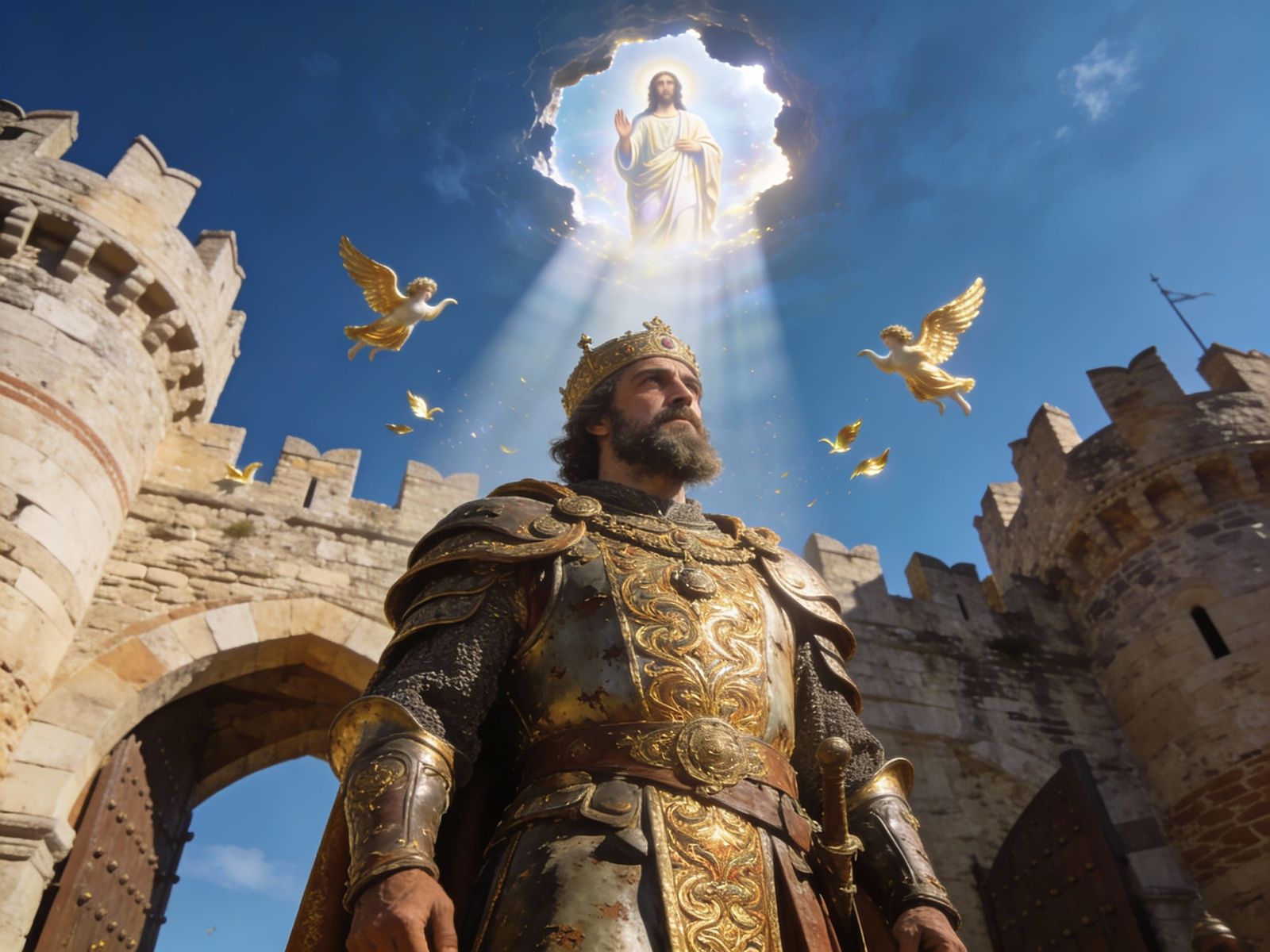 Constantine XI at Constantinople Gates with Divine Revelatio...