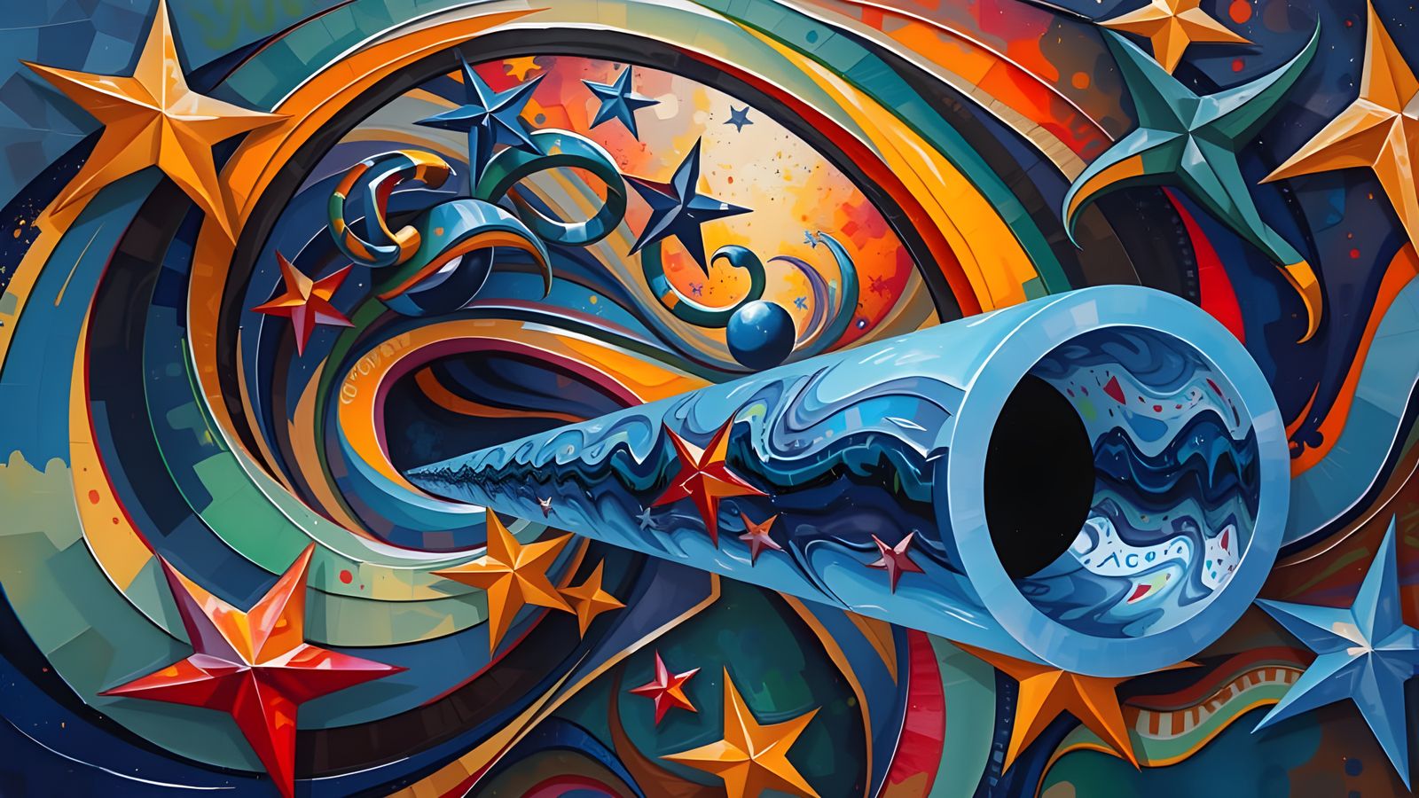 Sleek Metallic Mirror Cylinders Dance in Cosmic Vortex