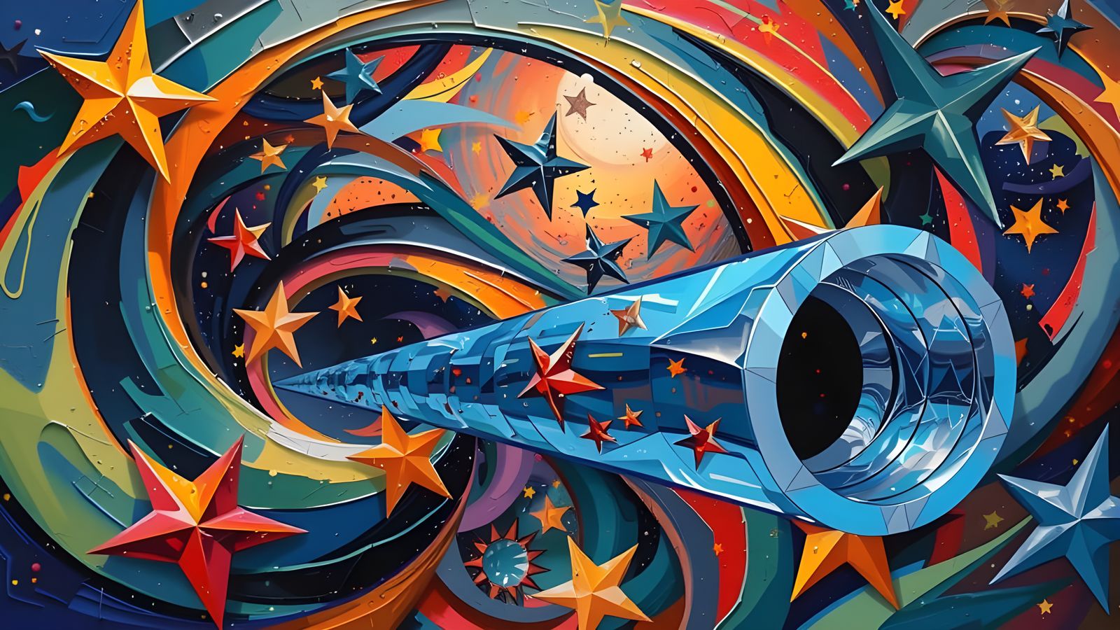 Stunning Multifaceted Mirror Cylinder in Cosmic Impasto Oil ...