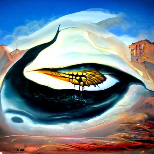 Surreal Eye with Wings in Dali Style