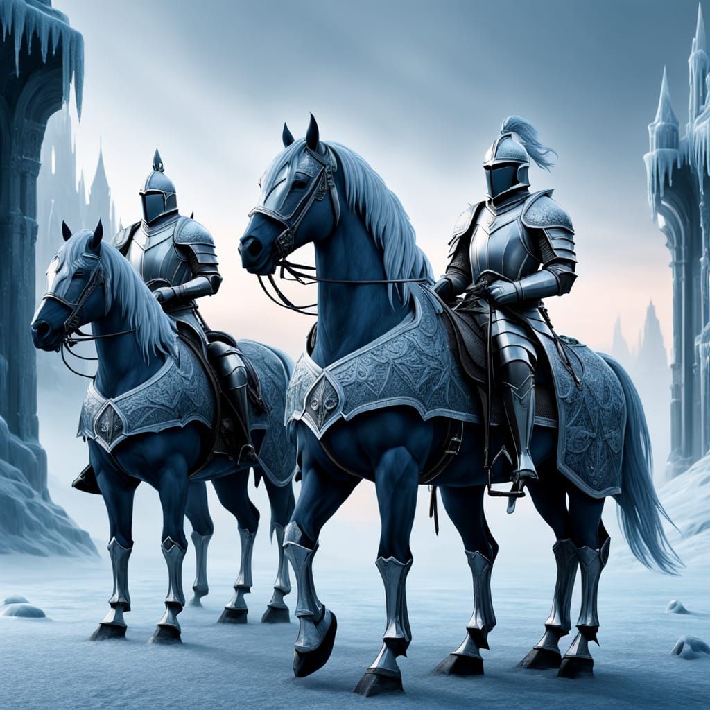 Regal Knights Stand Guard in Frosty Winter Wonderland