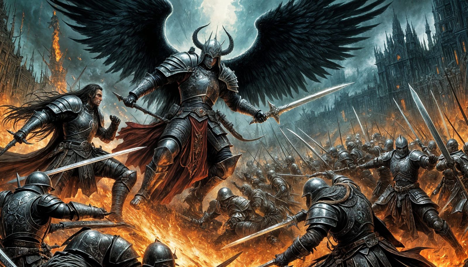Fantasy Armies Clash in Epic Battle Illustration