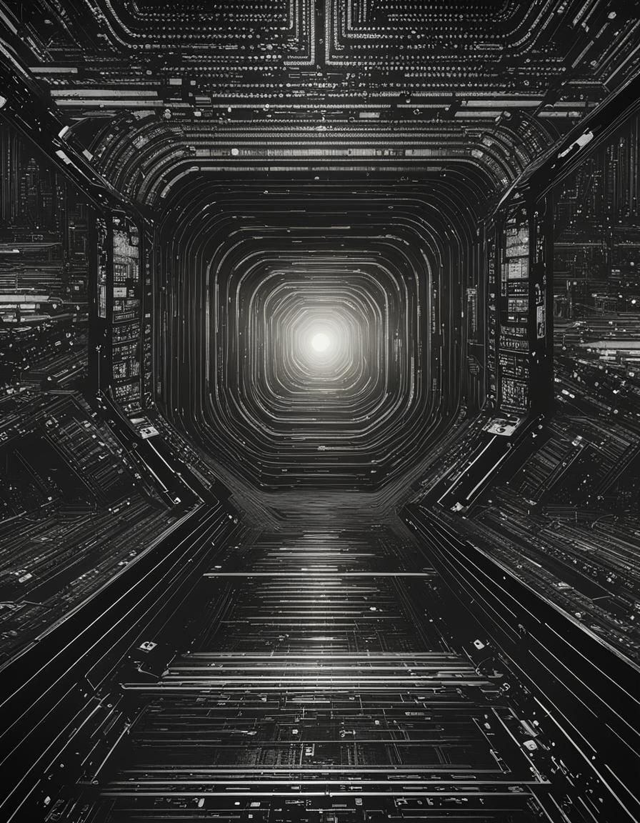 Futuristic Sci-Fi Corridor with Cryptic Signs