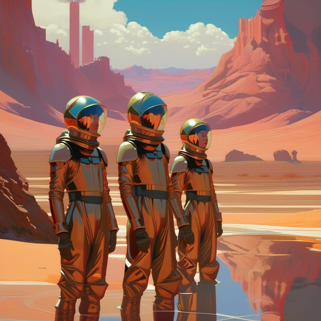 Elven Refugees in a Fantastical Desert Oasis