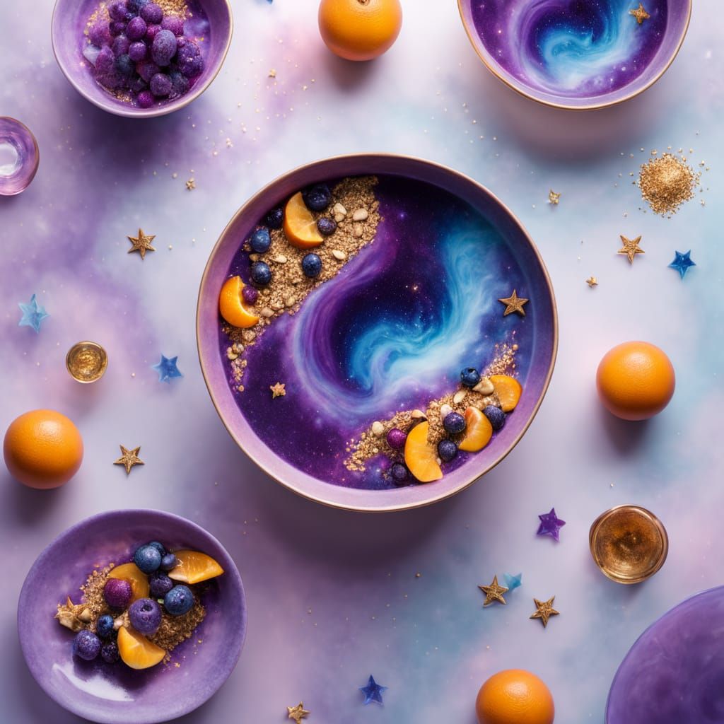 Cosmic Smoothie Bowl with Swirling Galaxy Energy