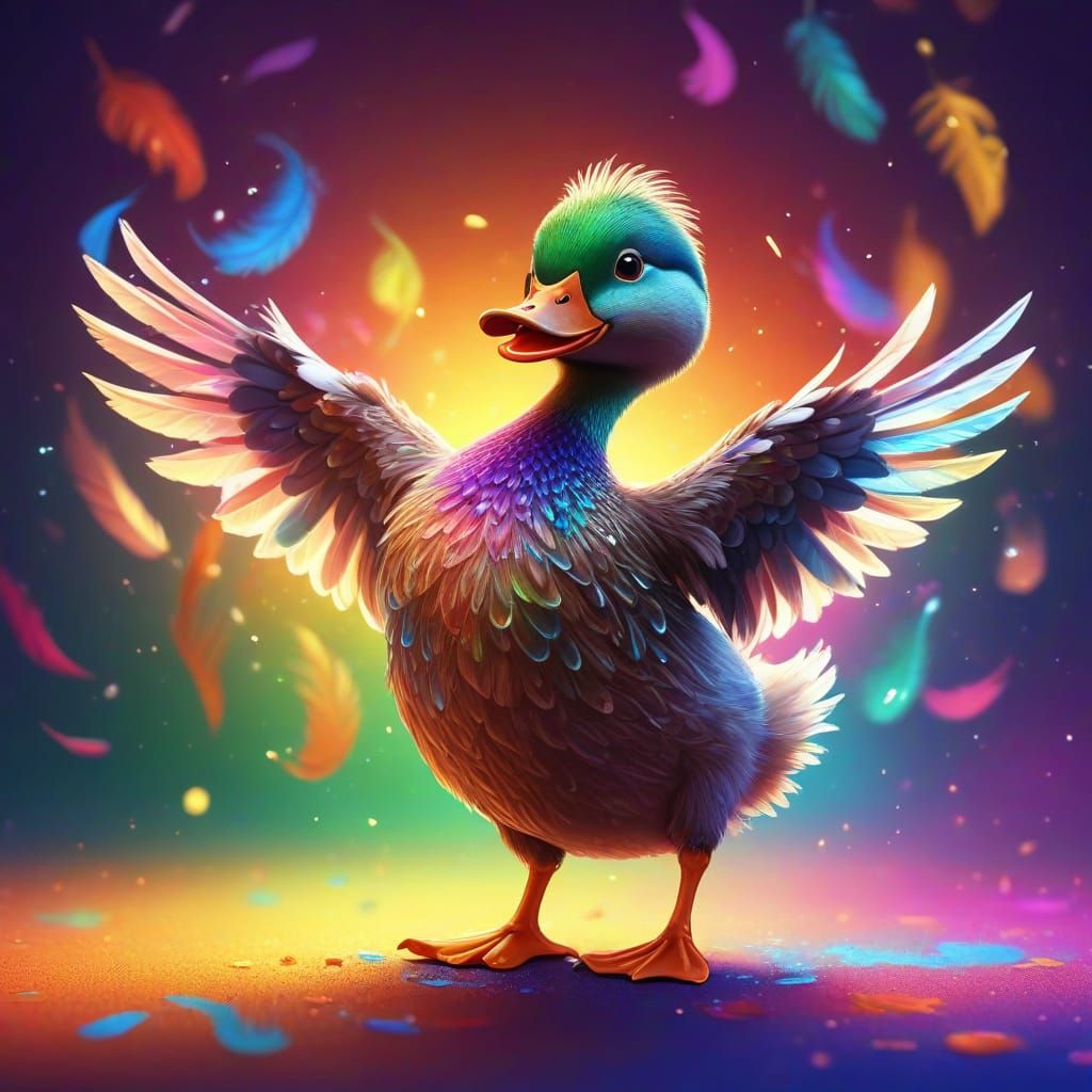 A darling dancing dazzling duck