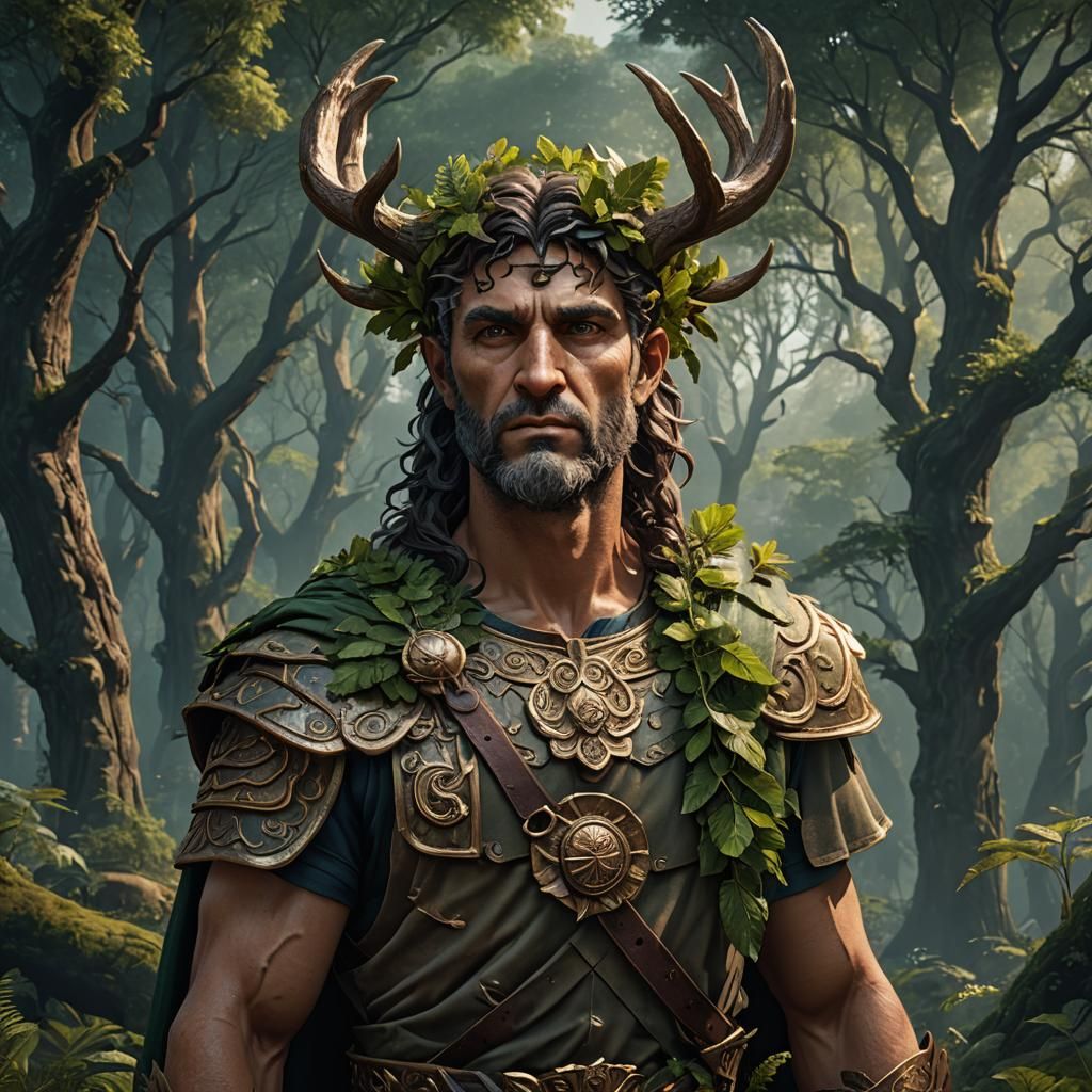 Faunus Portrait: Roman God of Nature in Detailed Painting