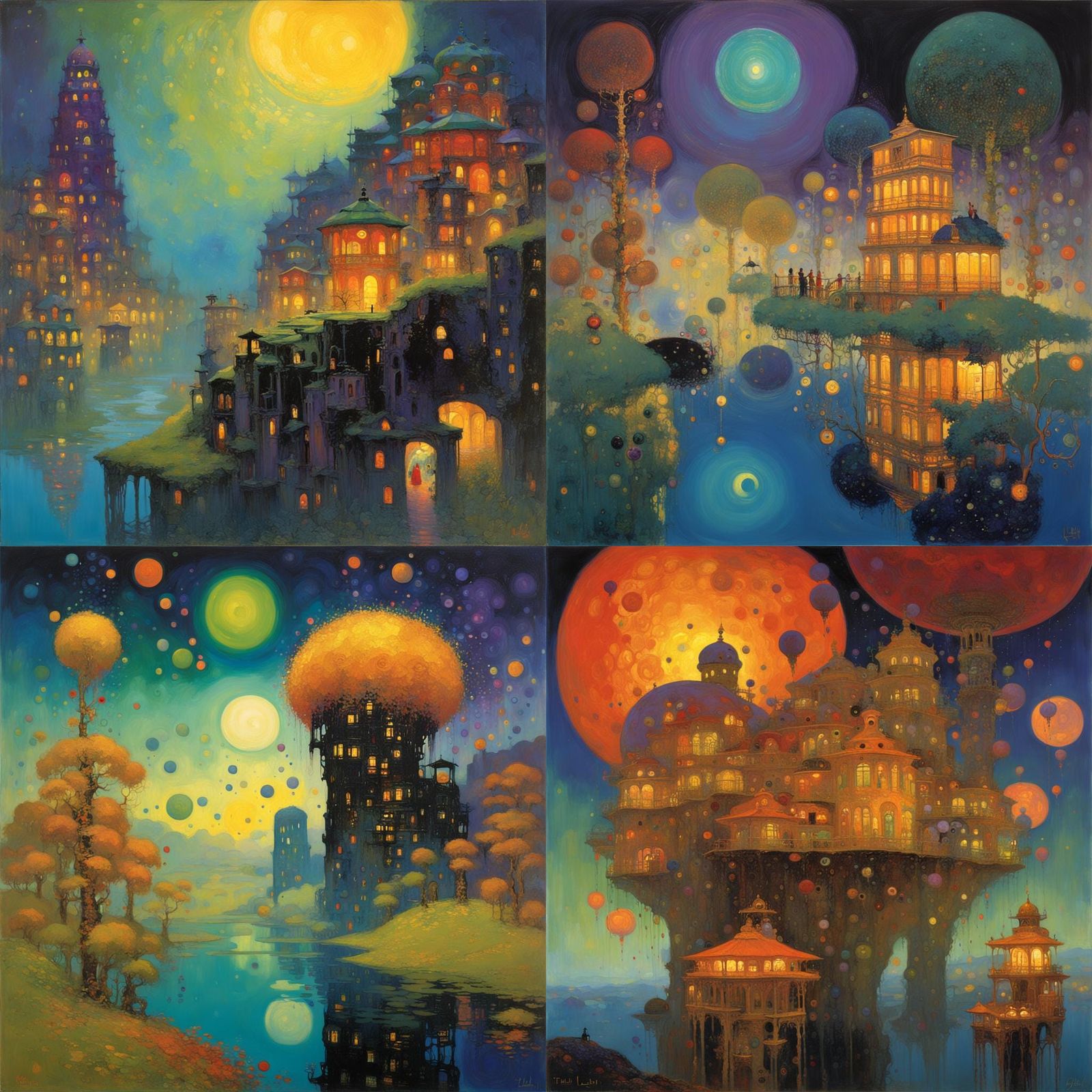 Surreal Landscape in Art Nouveau Style