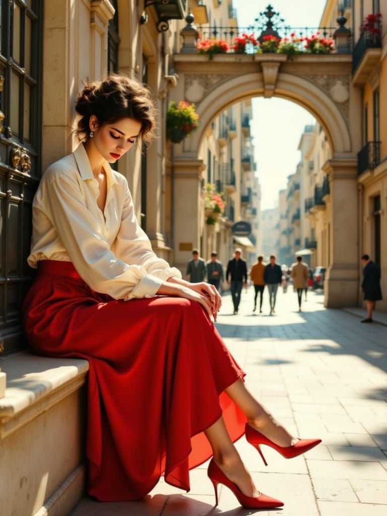 Timeless Contemplation in Elegant Red