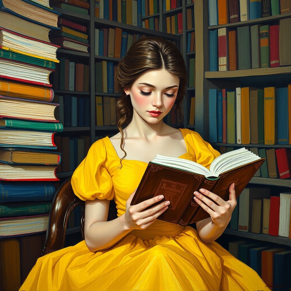 Belle Reads in Library: Expressionist Neo-Impressionism