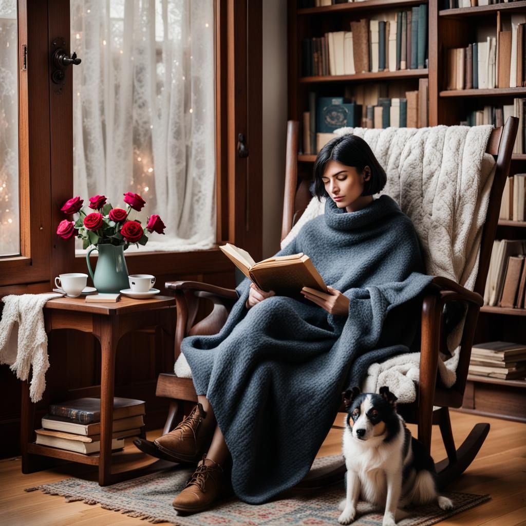 Cozy Impressionist Still Life of Girl Relaxing