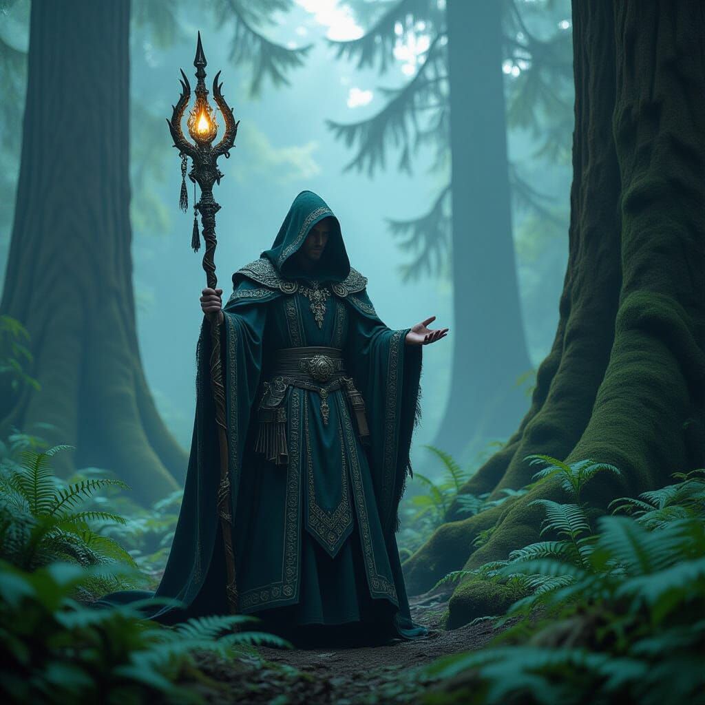 Warlock in Prehistoric Forest, Cinematic Film Still