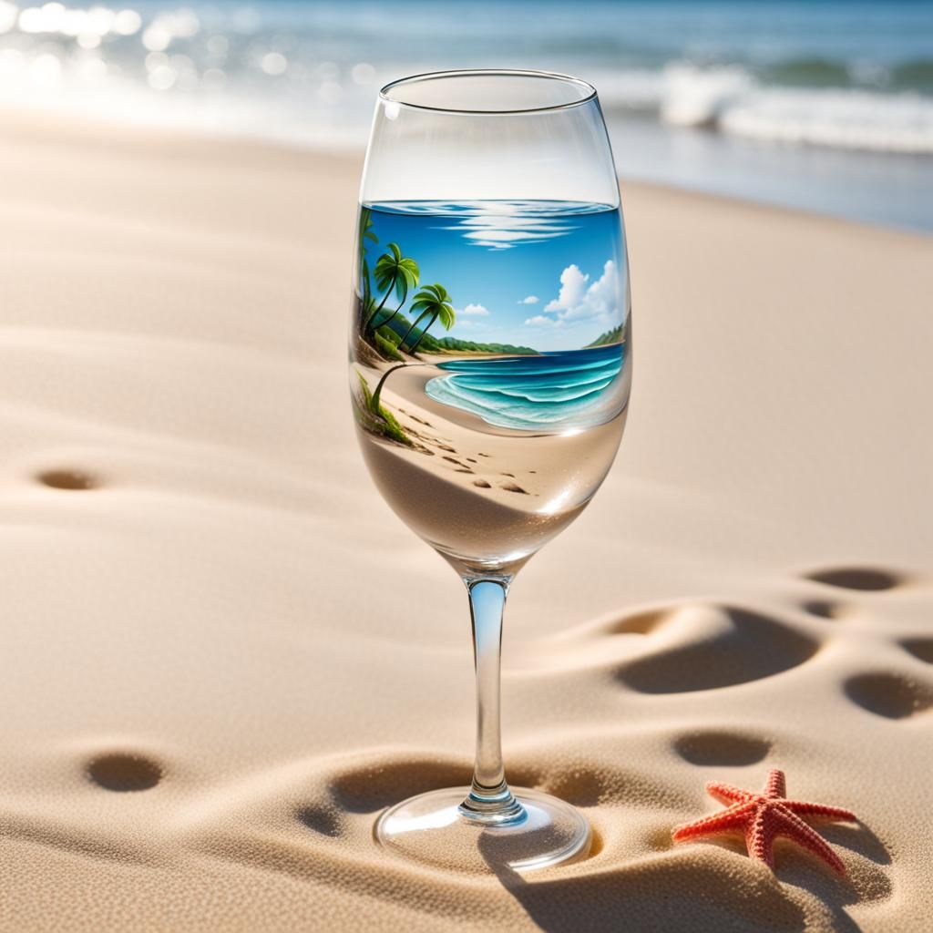 Beach Scene in a Champagne Glass