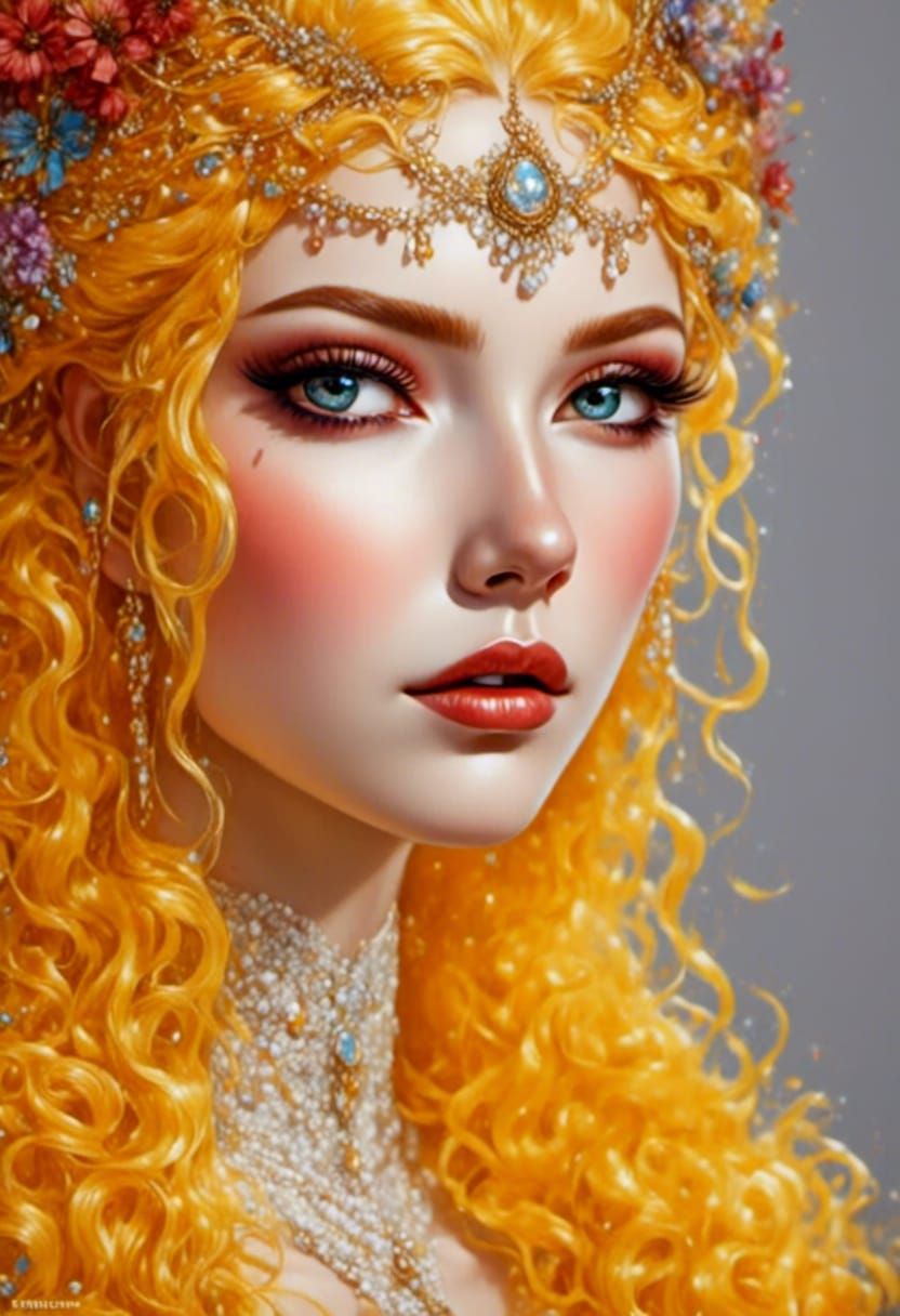 Red-Haired Goddess Portrait with Dramatic Lighting