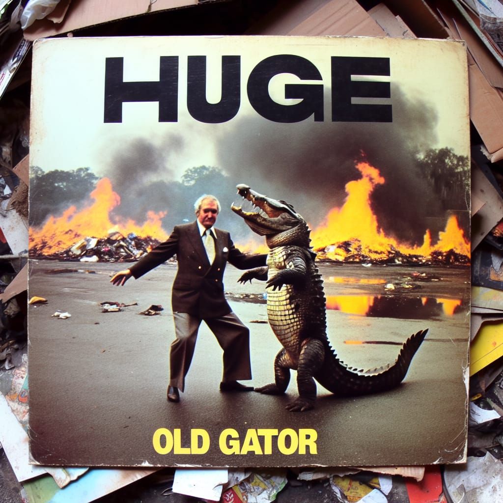 Vintage Album Cover: Man Dancing with Crocodile