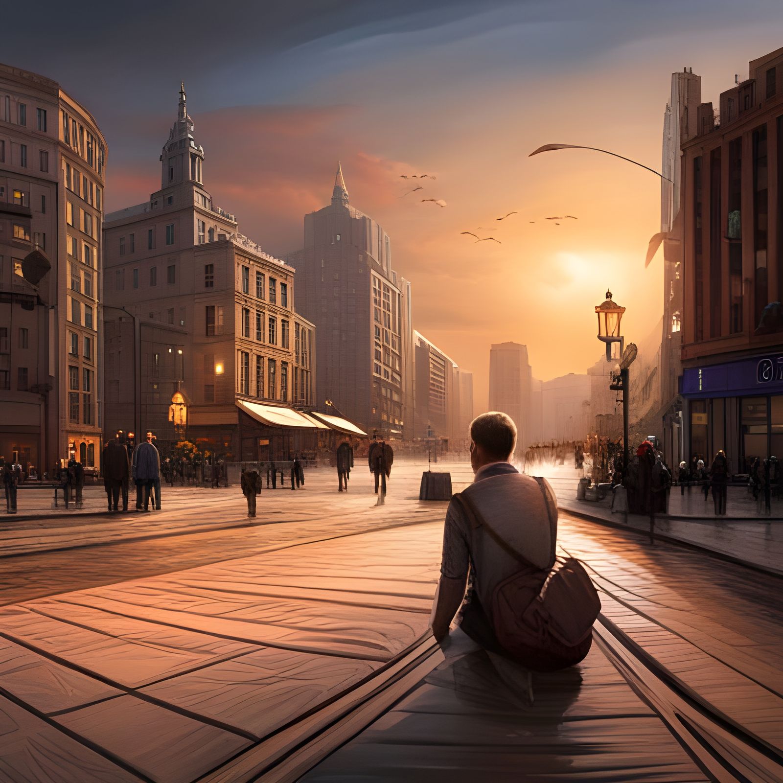 Robot Soldier in Post-Apocalyptic Landscape