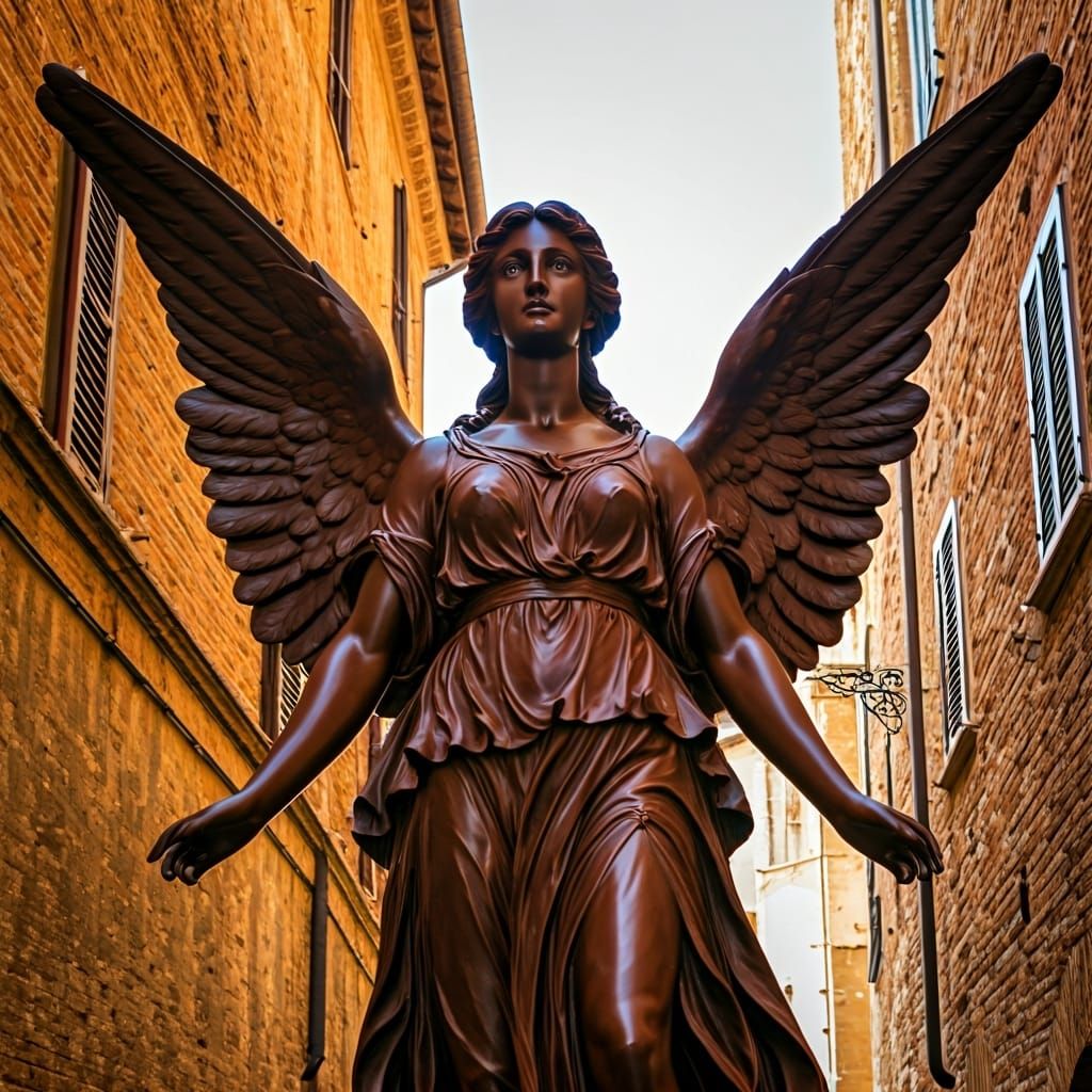 Chocolate Angel Statue in Italian Square
