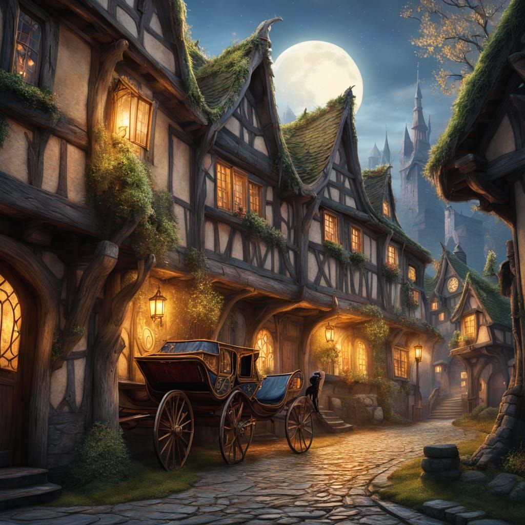 Princess Carriage at Tavern in Fantasy Alleyway