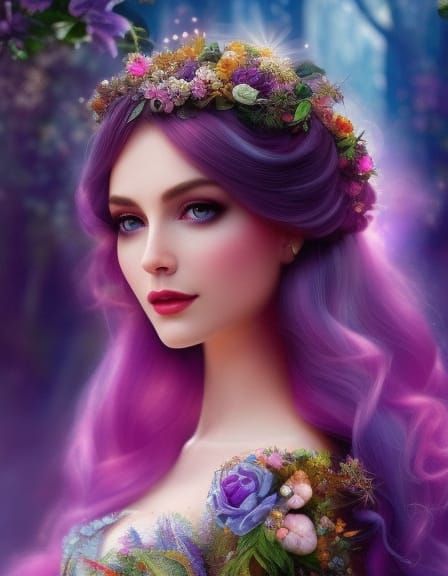 Beautiful Teen Princess in Fairy Garden, Digital Art