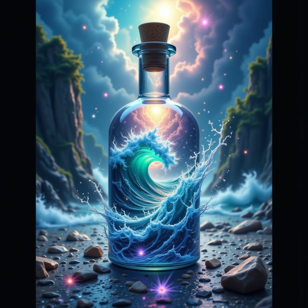 Stormy Ocean Contained Within a Bottle