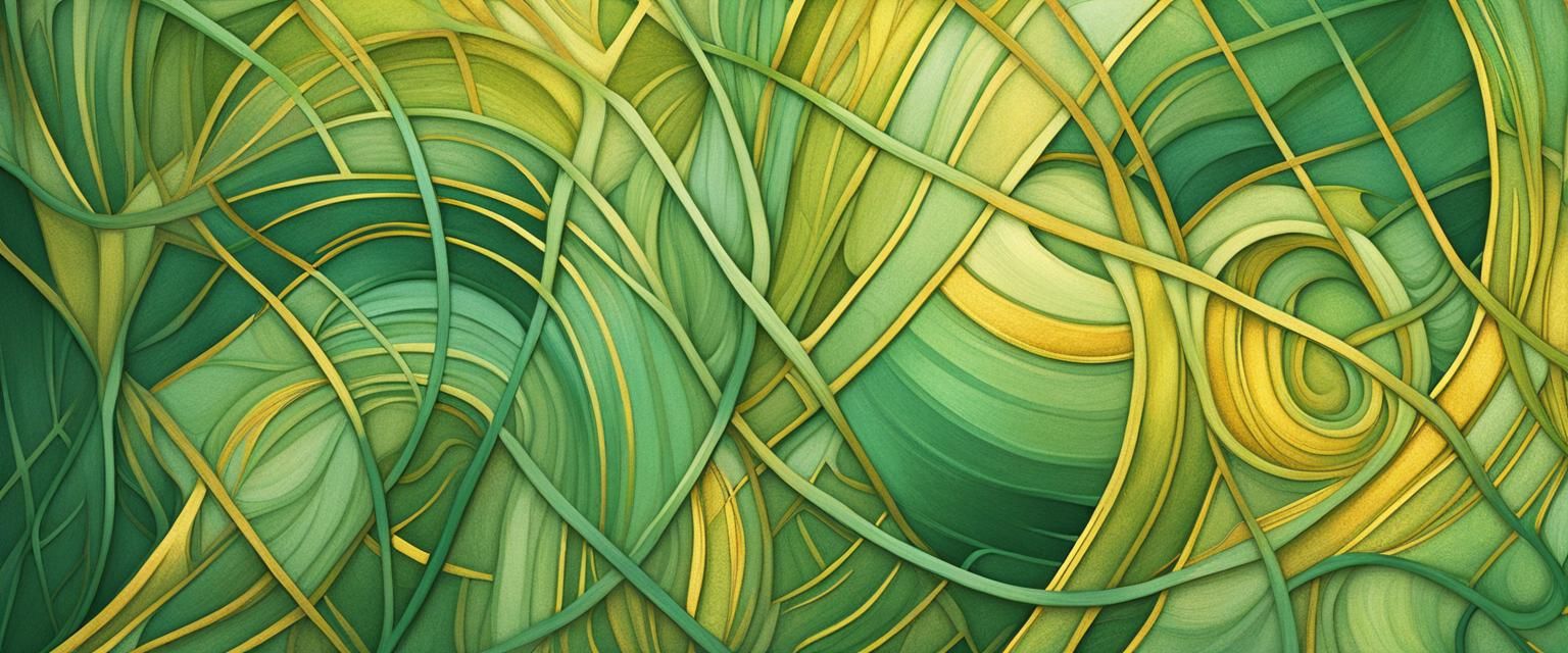 Art Nouveau Abstract Art in Green and Yellow