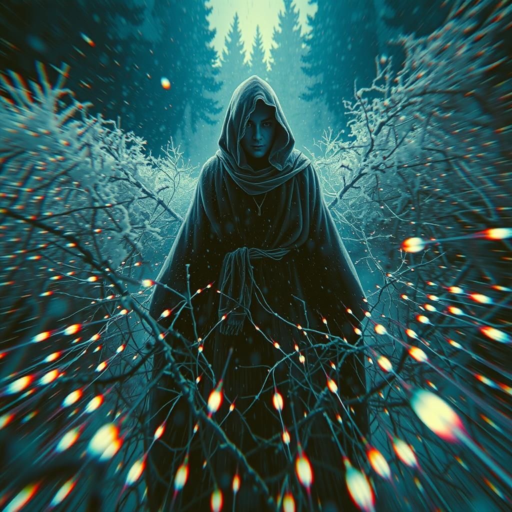 Hooded Monk in Briar Patch Snow Globe