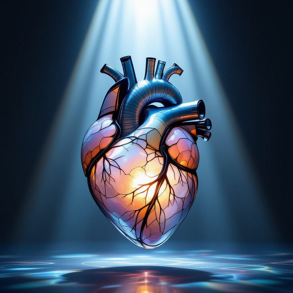 Stained Glass Heart Transformed by Light