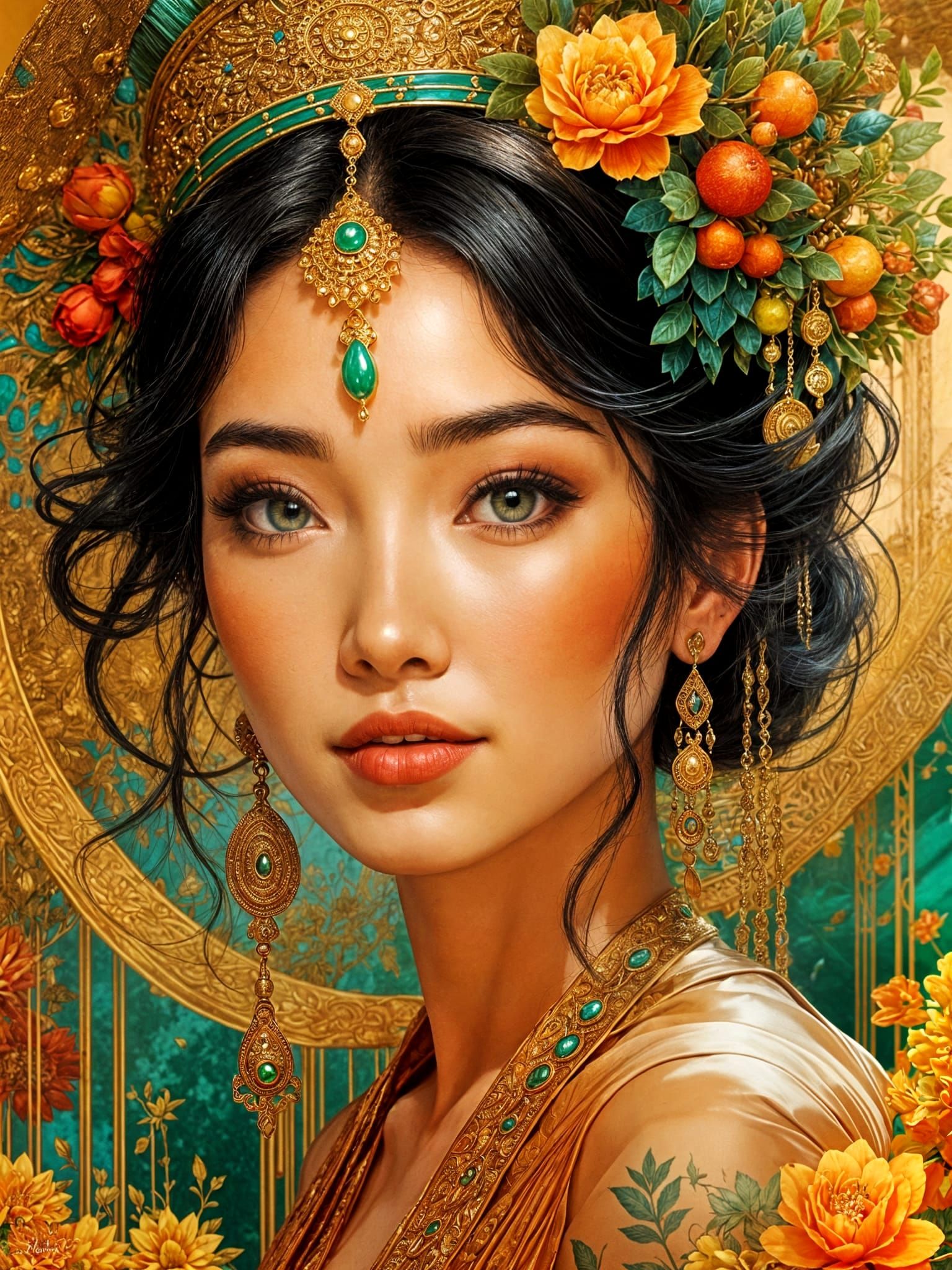 Laotian Woman Portrait in Traditional Attire