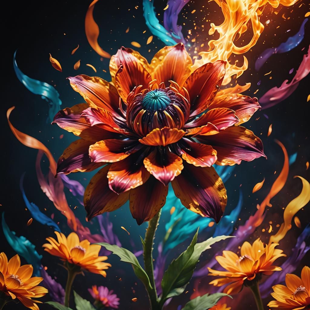 Fireball Flower in Hyperrealistic Cinematic Style