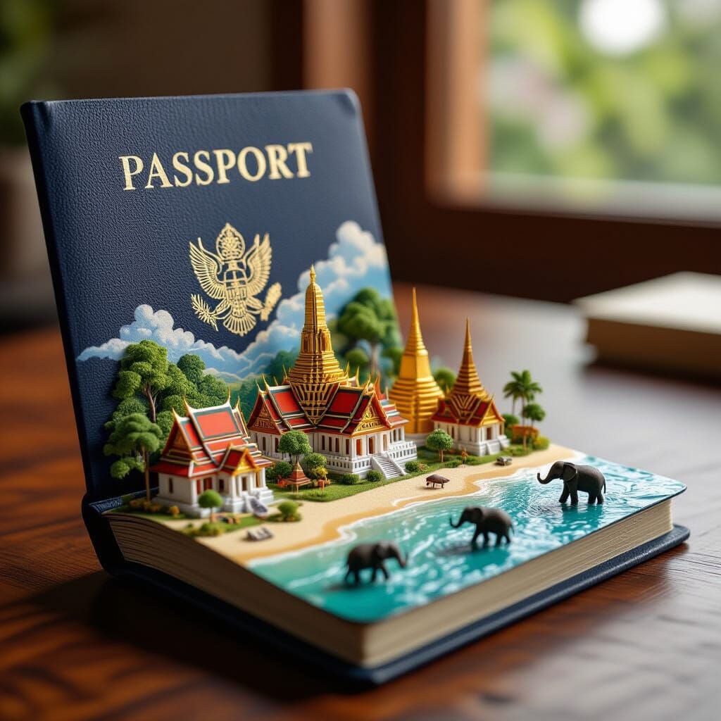 Thai Passport with Miniature Landscape Diorama