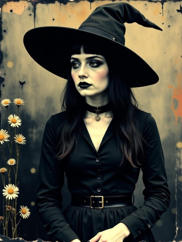 Goth Witch Portrait in Gilded Frame