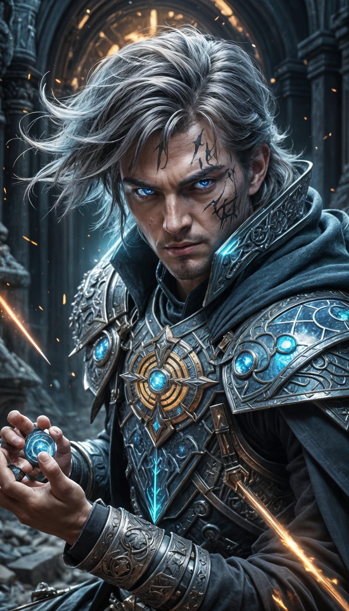 Epic Magic Swordsman Ready for War